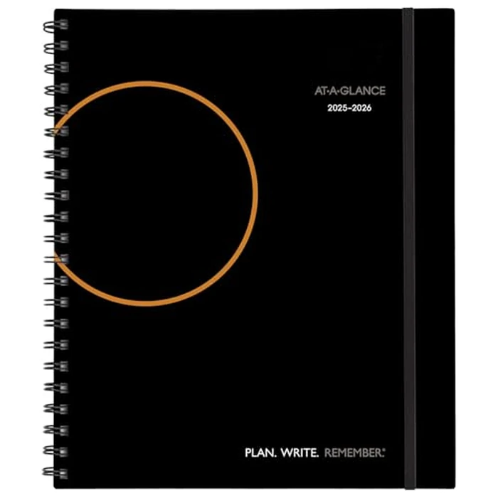 AT-A-GLANCE Planner 2025-2026 Academic, Weekly & Monthly, Hourly Appointment Book, 8-3/4" x 11", Large, Monthly Tabs, Flexible Cover, Plan.Write.Remember., Black (70595705) by AT-A-GLANCE - Image 1