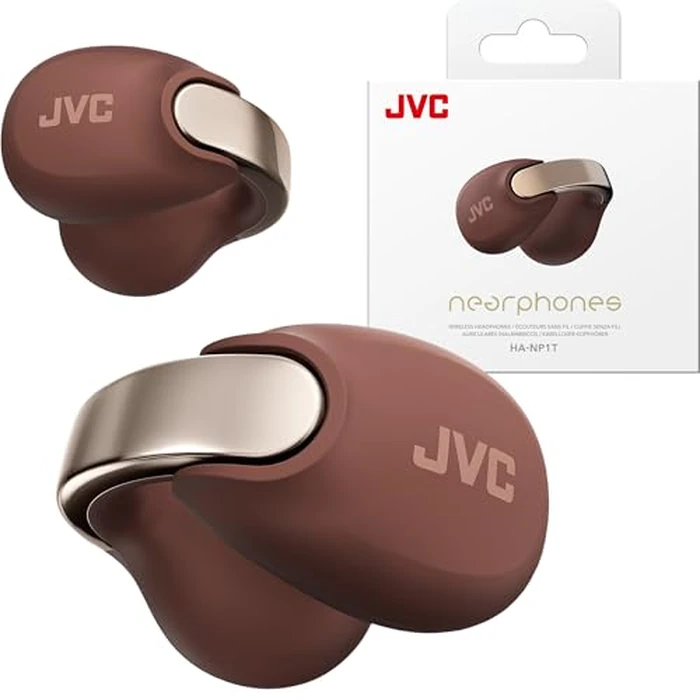 JVC nearphones Open Ear-Cuffs Wireless Headphones with Clasp Mechanism, Multipoint, Single Ear use, BT 5.3, Long Battery Life (up to 24 Hours) - HA-NP1T-T Maroon by JVC - Used - Very Good condition - CA$95.55