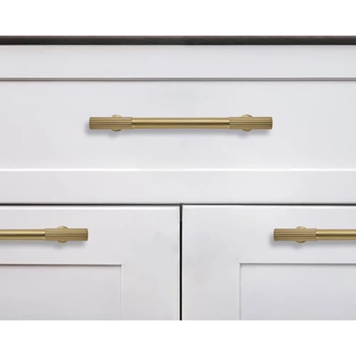 khtumeware 3-3/4 Inch Hole Center 10 Pack Brushed Brass Heavy Duty Solid Warm Brass Cabinet Pulls, Kitchen Drawer Handles, for Dresser cabinets, cabinets by khtumeware - Image 4