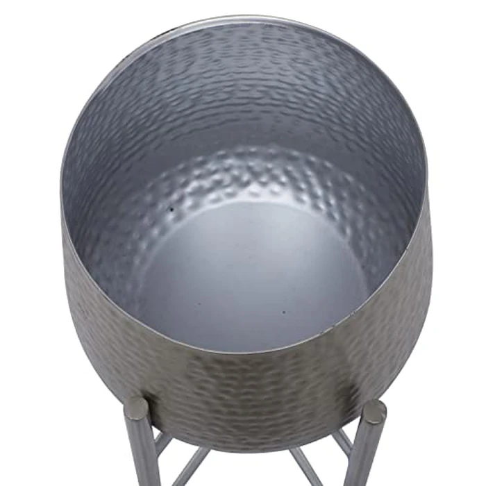Deco 79 Metal Planter with Removable Stand, Set of 2 19", 16" H, Silver by Deco 79 - Image 4