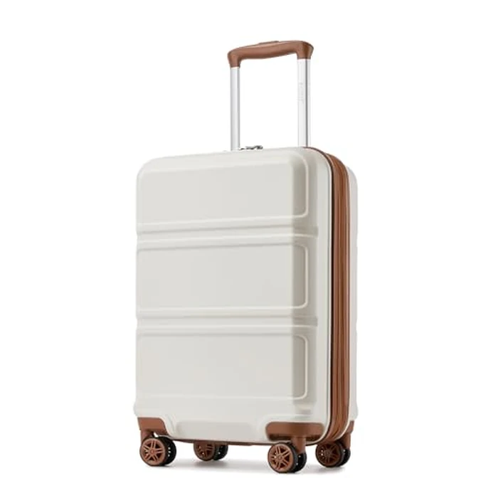 Kono Carry On Luggage 22x14x9 Airline Approved with Spinner Wheels,Lightweight PC+ABS 20 Inch Luggage with TSA Lock,Expandable Hard Shell Carry On Suitcases for Men Women,White by Kono - Used - Like New condition