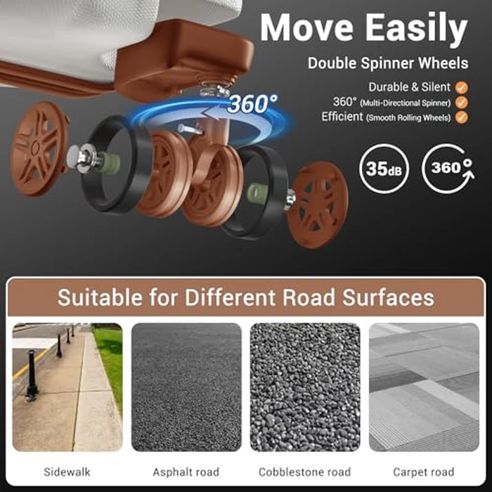 Kono Carry On Luggage 22x14x9 Airline Approved with Spinner Wheels,Lightweight PC+ABS 20 Inch Luggage with TSA Lock,Expandable Hard Shell Carry On Suitcases for Men Women,White by Kono - Image 5