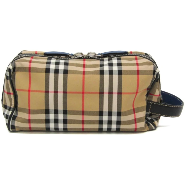 Burberry Leather Nylon Canvas Clutch Bag Pouch - Nylon - Beige by Burberry - Image 1