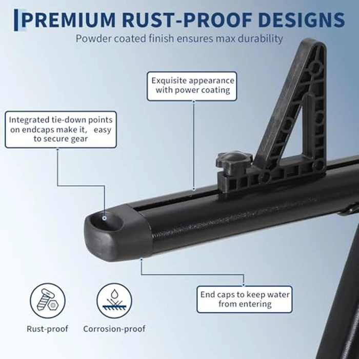 Truck Rack, 35-71in Adjustable Width Ladder Rack for Truck, Aluminum 1000 Lbs Capacity with 8 Non-Drilling j-Bolt, Iron Leg, Heavy Duty Truck Bed Rack Two-Bar Set for Kayak, Surfboard, Lumber, Ladder by Elementool - Image 3
