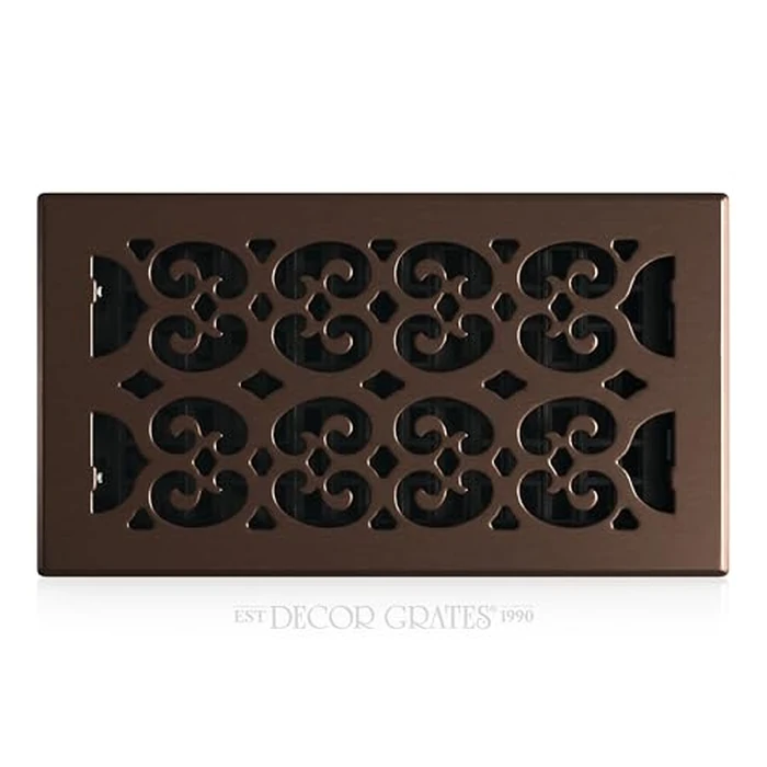 Decor Grates Metal Scroll Decorative Air Vent Cover 6x12 Floor Register - Adjustable Control Lever - AC Floor Vent Covers for Home Floor Vents - Fits 6 x 12 Inch Opening - Rubbed Bronze (SPH612-RB) by Decor Grates - Used - Very Good condition