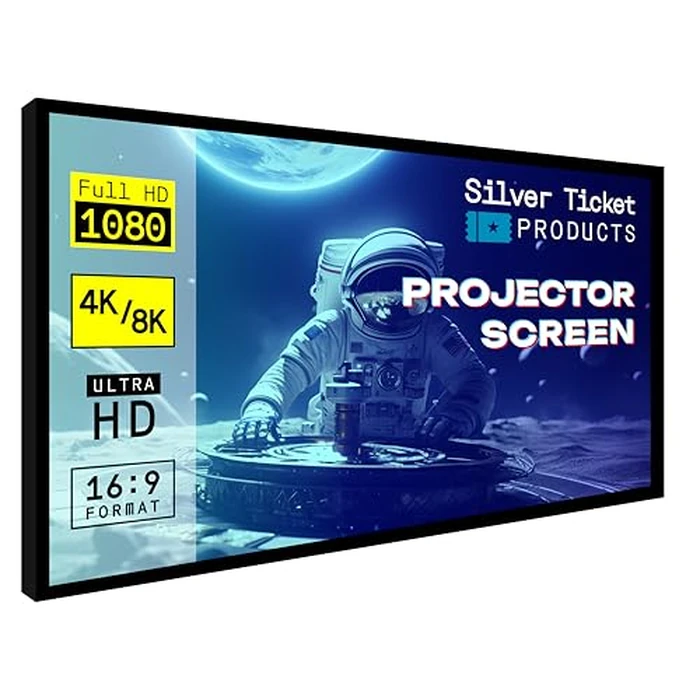 Silver Ticket Products STR Series 6 Piece Home Theater Fixed Frame 4K / 8K Ultra HD, HDTV, HDR & Active 3D Movie Projection Screen, 16:9 Format, 120" Diagonal, Grey Material STR-169120-G by Silver Ticket Products - Used - Very Good condition - US$284.92
