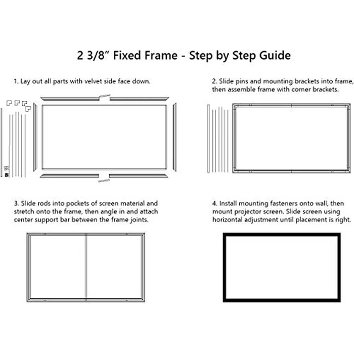 Silver Ticket Products STR Series 6 Piece Home Theater Fixed Frame 4K / 8K Ultra HD, HDTV, HDR & Active 3D Movie Projection Screen, 16:9 Format, 120" Diagonal, Grey Material STR-169120-G by Silver Ticket Products - Image 7