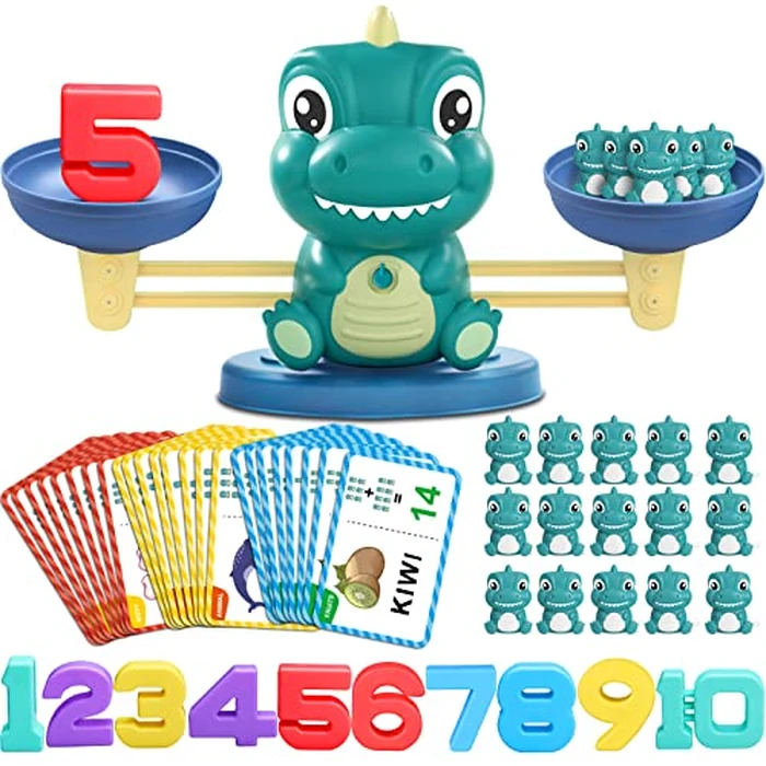 Kaodezhu Dinosaur Math Balance Toys - Montessori Toys for 3 Years Old Kids, Learning and Educational Toys for Boys and Girls - Birthday Gifts for 4 5 6 7 Year Old Boys by Kaodezhu - Image 1