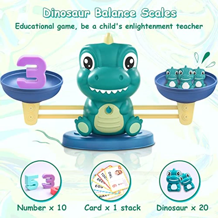 Kaodezhu Dinosaur Math Balance Toys - Montessori Toys for 3 Years Old Kids, Learning and Educational Toys for Boys and Girls - Birthday Gifts for 4 5 6 7 Year Old Boys by Kaodezhu - Image 2