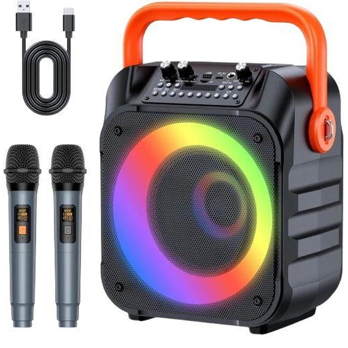 Moyleaf Karaoke Machine with Wireless Microphones HHCC-A9 - Black/Orange by Moyleaf - Image 1