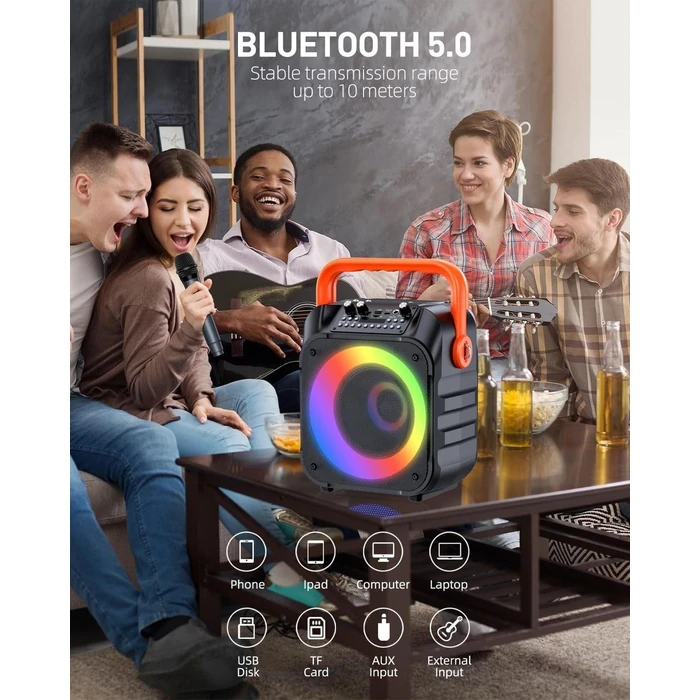 Moyleaf Karaoke Machine with Wireless Microphones HHCC-A9 - Black/Orange by Moyleaf - Image 2