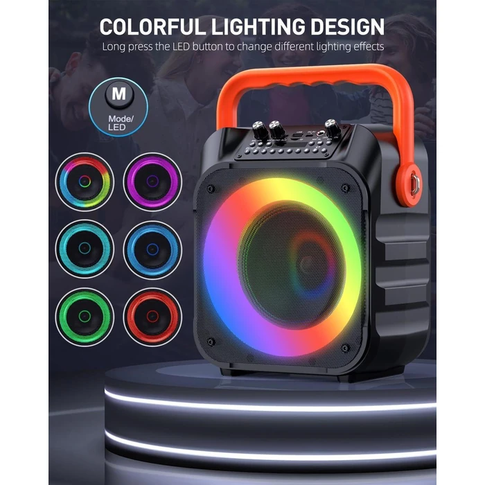 Moyleaf Karaoke Machine with Wireless Microphones HHCC-A9 - Black/Orange by Moyleaf - Image 4