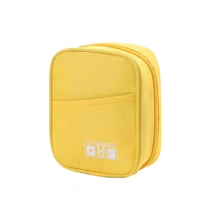 E-Tree Storage Pouch for Small Electronics and Accessories,Tech Bag,Electronic Organizer Case Compatible with MacBook Laptop Charger,Mouse,Cables,Hub,Power Bank,Earphone,Toiletries Cosmetics (Yellow) by E-Tree - Image 1