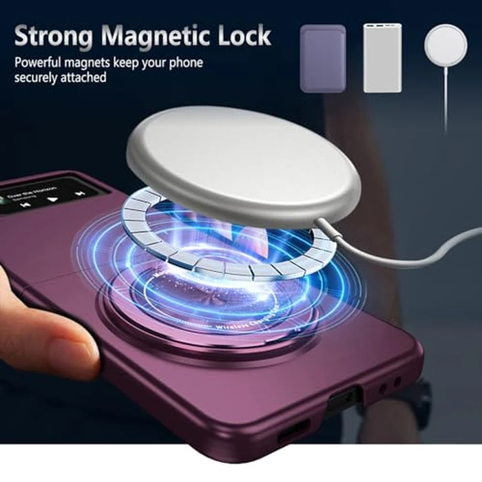 ZHOZEXIN Compatible with Samsung Galaxy Z Flip 4 Case, Magnetic Hinge Protection Shockproof Matte PC with Non-Slip Grip Protective Cover for Samsung Galaxy Z Flip 4 5G (Purple) by ZHOZEXIN - Image 5