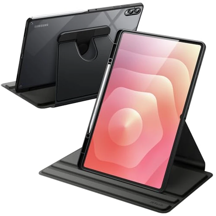 JETech Rotating Case for Samsung Galaxy Tab S11 Ultra with S Pen Holder, 360 Degree Rotation Protective Stand Cover Clear Back, Auto Wake/Sleep (Black) by JETech - Used - Good condition - CA$23.64