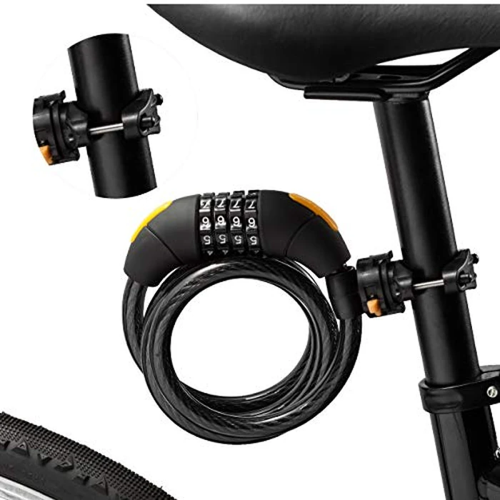 Bike Combination Lock 2 Packs I Combinationa Cable Lock with 4-Feet Bike Cable Basic Self Coiling 4 Numbers Resettable Combination with Complimentary Mounting Bracket, 4 Feet x 1/2 inch 12mm Cable by Via Velo - Image 5