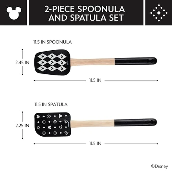 Disney Home Monochrome Spatula and Spoonula Set, 2 Piece - Black by Disney - Image 2