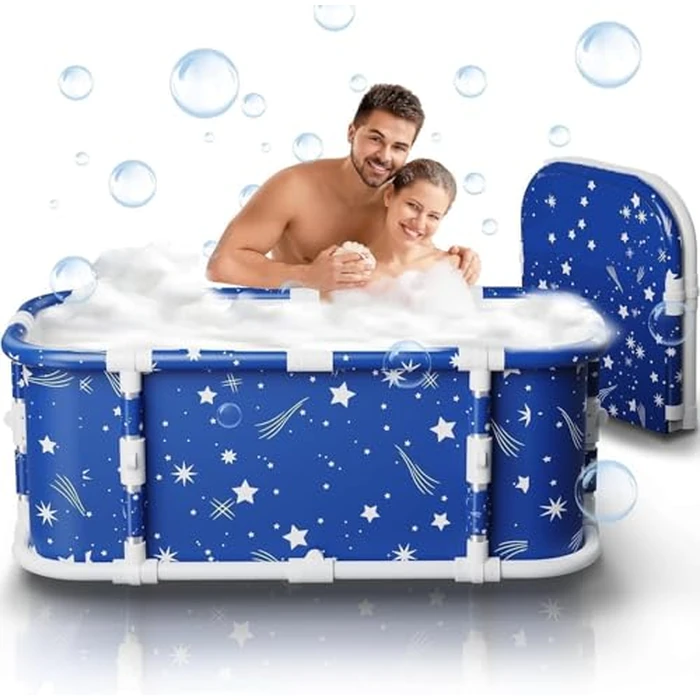 Portable Bathtub, 47“ Foldable Bathtub-Installation Free, 7 Layers Thicken with Metal Support, Therapy Tub for Shower Stall Fold Up Soaking Bath Tub, Hot SPA, Ice (Classic Star EA6) by Kiseely - Image 1