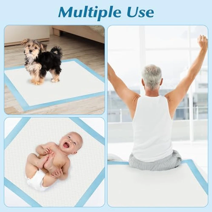 100 Count 22” x 22” Super Absorbency Disposable Underpads, Leakproof Quick Drying Disposable Pads for Baby, Puppy and Adults, Puppy Pads, Cat Pee Pads for Dogs, Potty Puppy Training Pads by Wowflash - Image 6