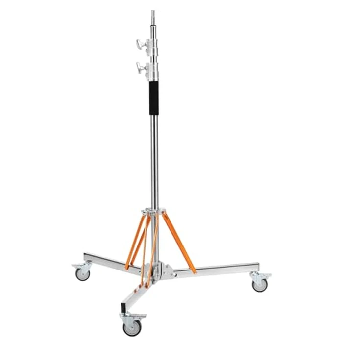 K&F CONCEPT Heavy Duty Light Stand with 360 degrees Swivel Casters & Step-On Brakes, 10ft/305cm Adjustable Stainless Steel Tripod Stand for Studio Photography, Supports COB Lights, Softboxes up to 30kg/66lb by K&F CONCEPT - Used - Very Good condition