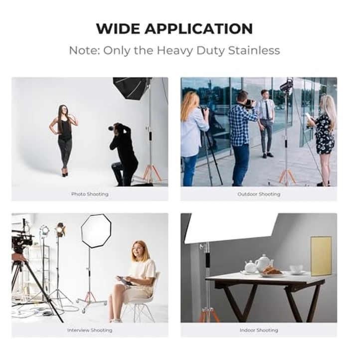 K&F CONCEPT Heavy Duty Light Stand with 360 degrees Swivel Casters & Step-On Brakes, 10ft/305cm Adjustable Stainless Steel Tripod Stand for Studio Photography, Supports COB Lights, Softboxes up to 30kg/66lb by K&F CONCEPT - Image 7
