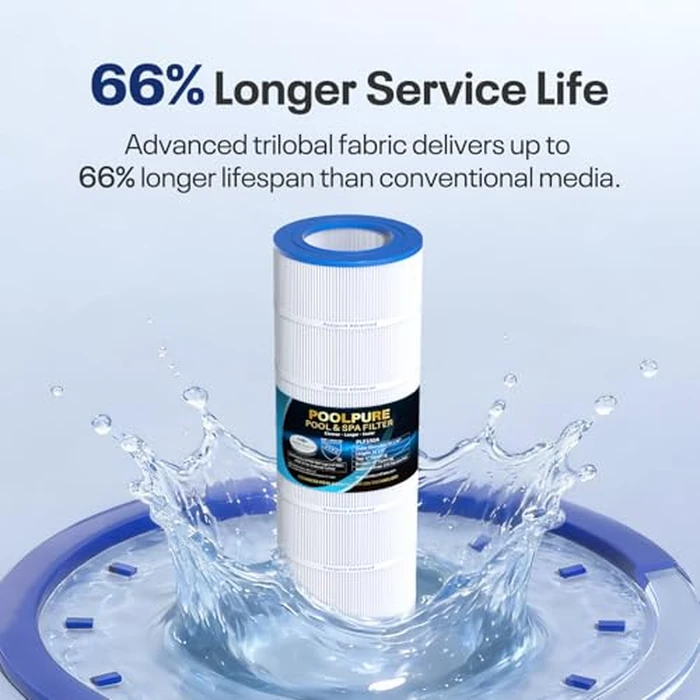POOLPURE PLF150A Pool Filter Replaces Pentair CC150, CCRP150, PAP150, Ultral-C4, PP-C4, PP-C4-M, Unicel C-9415, R173216, 59054300, Filbur FC-0687, 160317, 160355, 160352, L x OD: 31 1/8" x10 1/16" by POOLPURE - Image 5