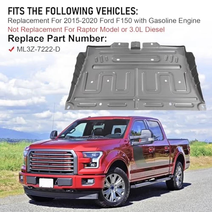 RUIANOMG ML3Z-7222-D Splash Panel Shield Replacement for Ford F150 2015-2020, Not Replacement for Raptor Model or 3.0L Diesel by RUIANOMG - Image 2