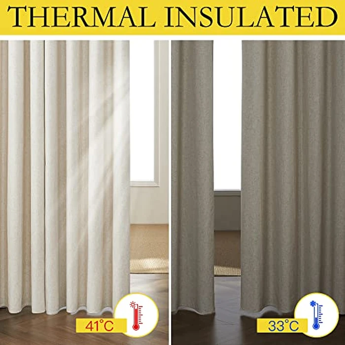 NICETOWN Natural Kitchen 100% Blackout Narrow Curtain 48 inches Long 1 Panel, 34" Wide, Rustic Grommet Thermal Insulated Full Blackout Window Draperies with White Liners for Cupboard by NICETOWN - Image 5