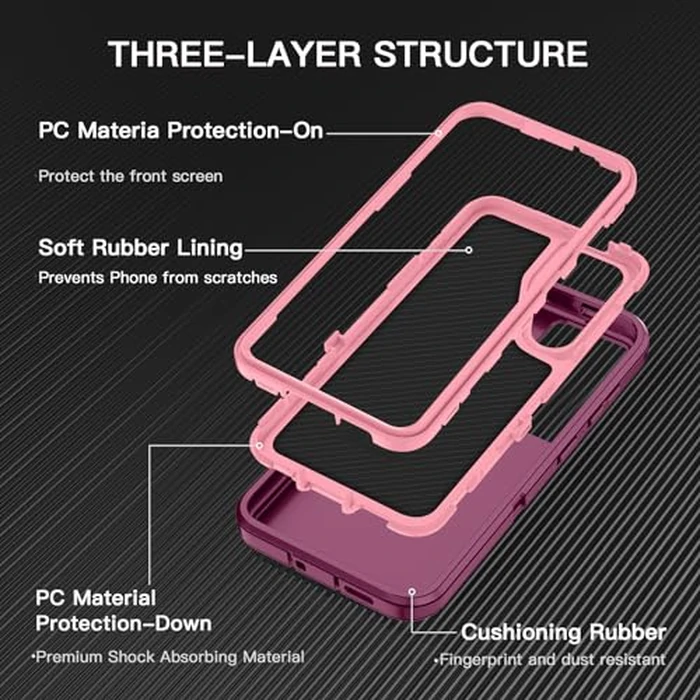 I-HONVA for Samsung Galaxy S24 Plus Case,Galaxy S25 Plus Case Shockproof Dust/Drop Proof 3-Layer Full Body Protection [Without Screen Protector] Rugged Heavy Duty Cover Case,Purple/Pink by I-HONVA - Image 1