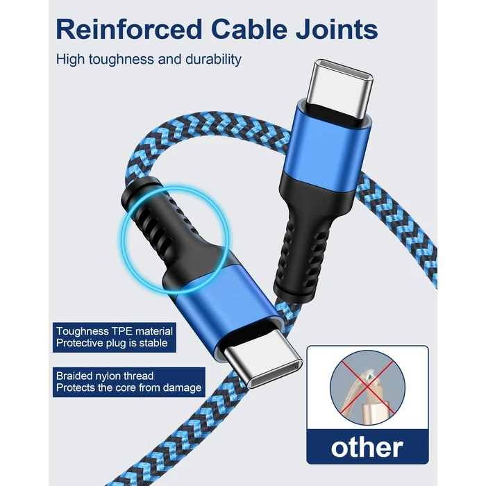 iPhone 15/16/17 Fast Charger Cable 10ft, Extra Long Braided Type C to C Power Cord Fast Charging for Apple iPhone 17/17e/16 Pro Max/16e/15/15Pro Max/15, iPad Pro Air Mini, Galaxy S26/S25, Pixel 10Pro by Ocbuo - Image 2