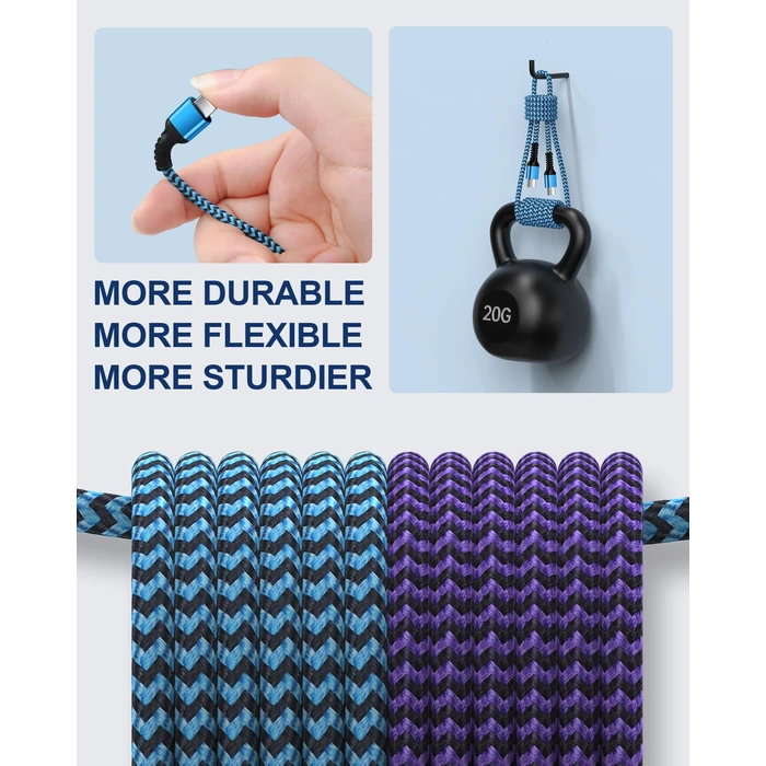 iPhone 15/16/17 Fast Charger Cable 10ft, Extra Long Braided Type C to C Power Cord Fast Charging for Apple iPhone 17/17e/16 Pro Max/16e/15/15Pro Max/15, iPad Pro Air Mini, Galaxy S26/S25, Pixel 10Pro by Ocbuo - Image 3