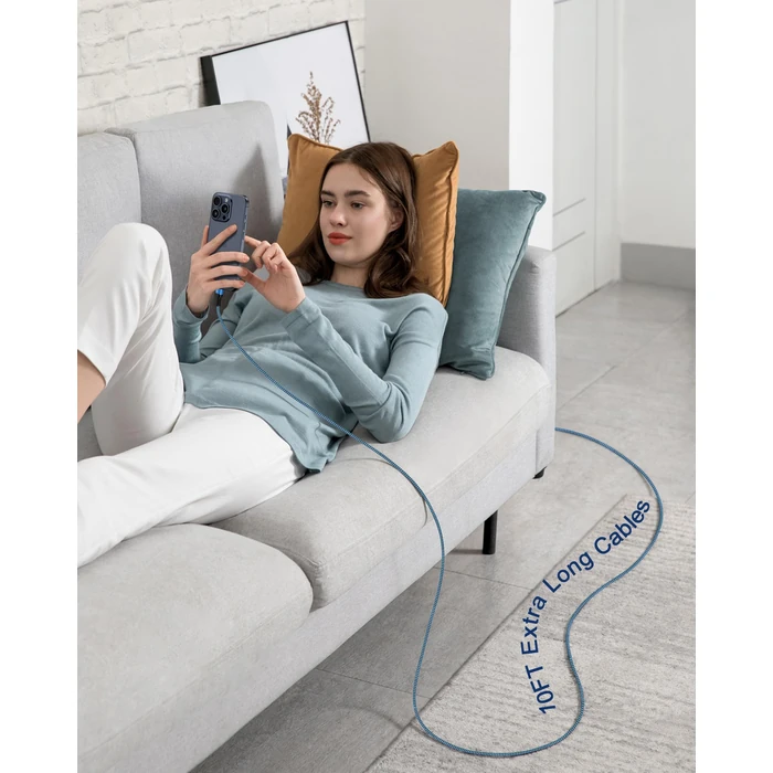 iPhone 15/16/17 Fast Charger Cable 10ft, Extra Long Braided Type C to C Power Cord Fast Charging for Apple iPhone 17/17e/16 Pro Max/16e/15/15Pro Max/15, iPad Pro Air Mini, Galaxy S26/S25, Pixel 10Pro by Ocbuo - Image 6