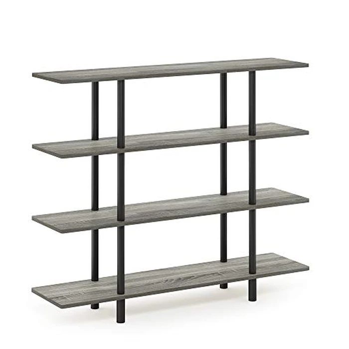 Furinno Turn-N-Tube 4-Tier Wide Display Shelf, French Oak Grey/Black by Furinno - Image 5