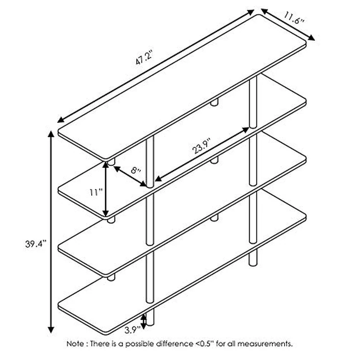 Furinno Turn-N-Tube 4-Tier Wide Display Shelf, French Oak Grey/Black by Furinno - Image 7