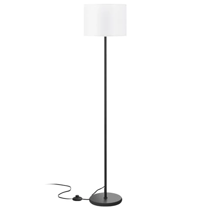 Modern Floor Lamp Simple Design with White Shade, Foot Pedal Switch, 60" Small Tall Lamps for Living Room Bedroom Office Dining Room Kitchen, Black Pole Lamp(Without Bulb) by Ambimall - Image 8
