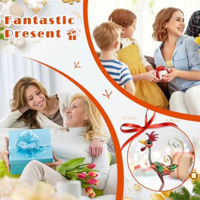 giole Metal Wacky Rooster Garden Statue, 24'' Rooster Decor Yard Statue Decorations Outdoor, Chicken Yard Art for Outside, Patio, Backyrad, Lawn(Red) by giole - Image 8