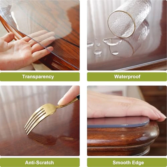 OstepDecor 2mm Thick 42 x 96 Inch Clear Table Cover Protector, Table Protector for Dining Room Table, Plastic Table Cover, Clear Plastic Tablecloth Protector, Dining Table Cover, Clear Table Pad by OstepDecor - Image 4