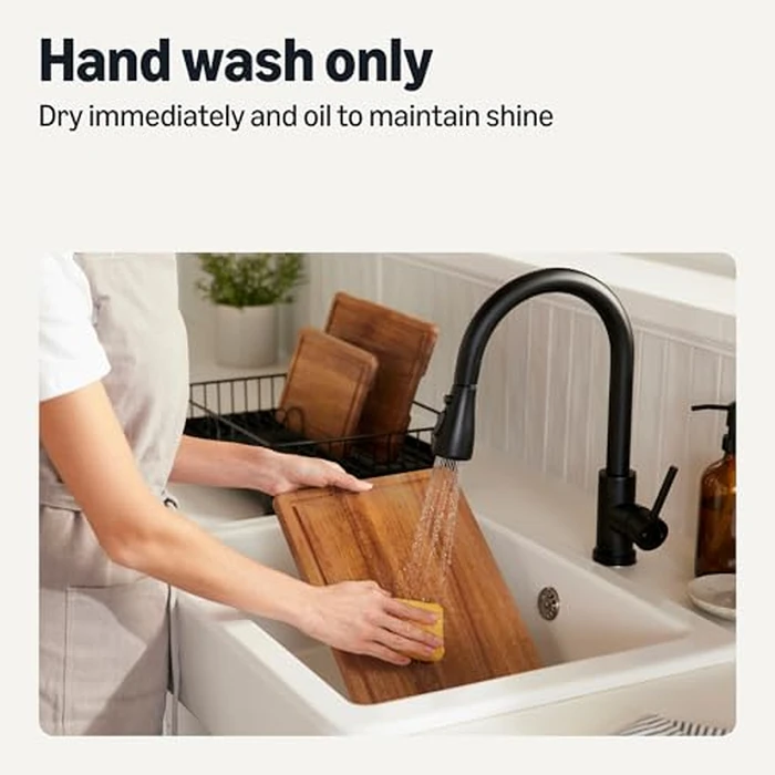 Amazon Basics Wooden Chopping Boards, 3-Piece Set, Acacia Wood, Pre-Oiled with Juice Groove by Amazon Basics - Image 4