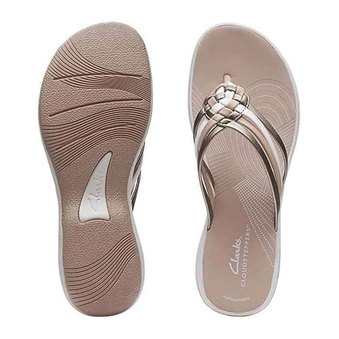 Clarks Womens Thong Sandal Flip-Flop, Metallic C, 8 US by Clarks - Image 4