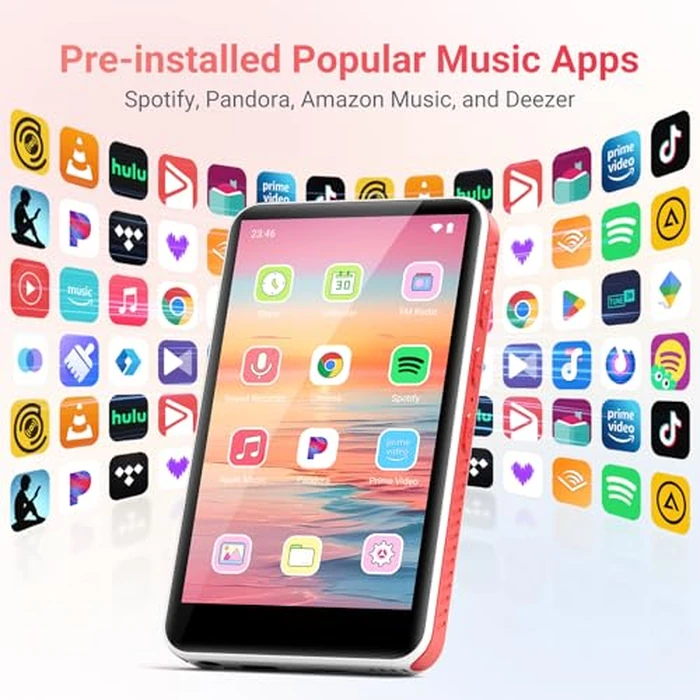 64GB MP3 Player with Bluetooth and WiFi, Android 13.0, 4.0" HD MP3 & MP4 Players Touch Screen and Speaker, Preloaded Spotify, Pandora, Audible, Amazon Music, Up to 1TB by Oilsky - Image 2
