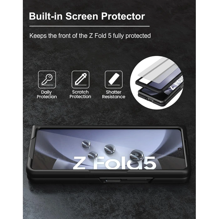 Foluu Case for Samsung Galaxy Z Fold 5, with Front Built-in Screen Protector, PU Leather + Hard PC Shell Ultra Thin Slim Durable Protective Phone Cover for Samsung Galaxy Z Fold5 5G 2023 (Brown) by Foluu - Image 3