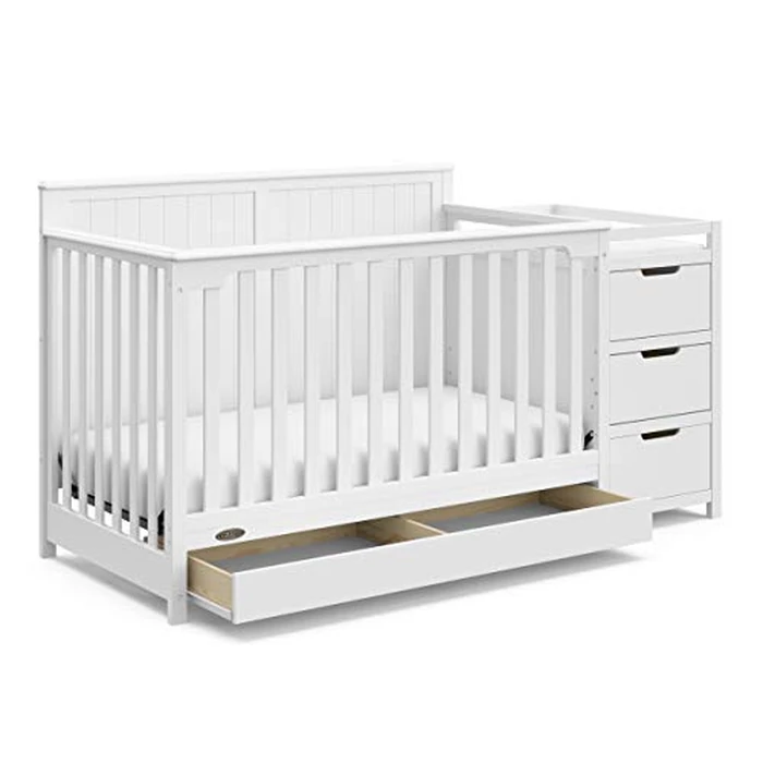 Graco Hadley 5-in-1 Convertible Crib & Changer - GREENGUARD Gold Certified, Fits Standard Crib Mattress, Converts to Toddler Bed and Full Bed, 4 Adjustable Mattress Heights (White) by Graco - Used - Very Good condition - US$414.19