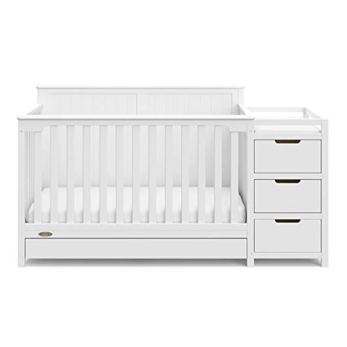Graco Hadley 5-in-1 Convertible Crib & Changer - GREENGUARD Gold Certified, Fits Standard Crib Mattress, Converts to Toddler Bed and Full Bed, 4 Adjustable Mattress Heights (White) by Graco - Image 8