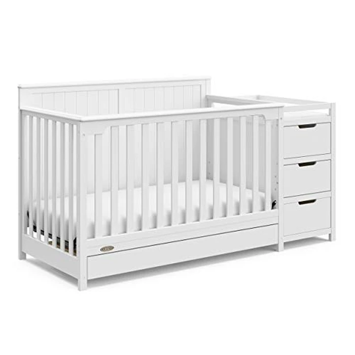 Graco Hadley 5-in-1 Convertible Crib & Changer - GREENGUARD Gold Certified, Fits Standard Crib Mattress, Converts to Toddler Bed and Full Bed, 4 Adjustable Mattress Heights (White) by Graco - Image 9