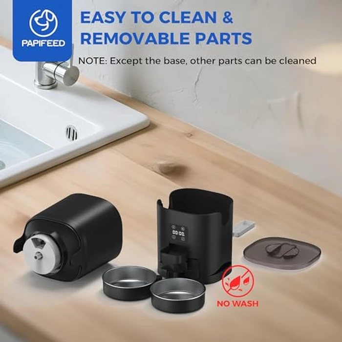 PAPIFEED Automatic Cat Feeder 2 Cats, 7L Large Capacity Cat Food Dispenser for Dry Food, 6 Meals/Day, 12 Portions/Meal, Timed Cat Feeders with Dual Power Supply for Multiple Pets, Black by PAPIFEED - Image 6