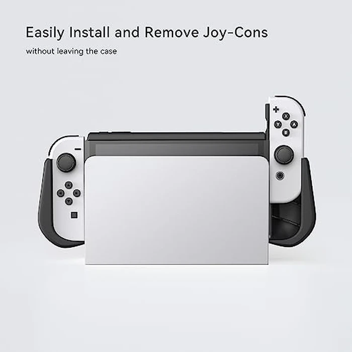 Switch OLED Case with Flip Game Storage, KIWIHOME Dockable Protective Case for Nintendo Switch OLED 2021 TPU Grip Portable Cover Accessories, Black by KIWIHOME - Image 8