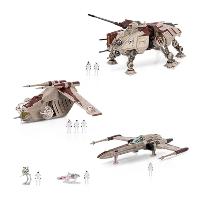 Star Wars Micro Galaxy Squadron Republic Attack Force Bundle Set - Deluxe Battle Pack with Five Vehicles Nine 1-Inch Micro Figure Accessories by Jazwares - Used - Like New condition - US$84.80