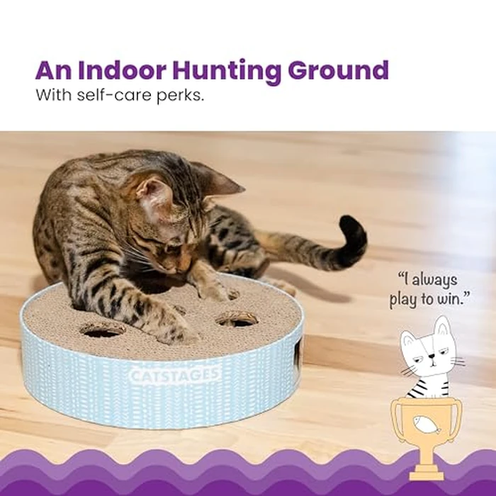 Catstages Scratch N' Hunt Interactive Cat Puzzle Toy with Scratcher Corrugate for Nail Care, Engages Hunting Instincts by Catstages - Image 2