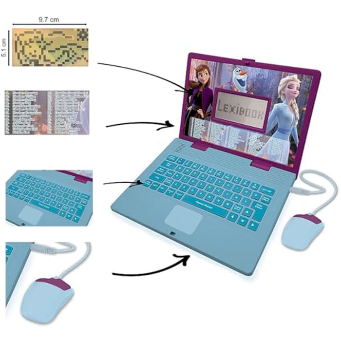 LEXiBOOK Disney Frozen 2 - Educational and Bilingual Laptop Spanish/English - Girls Toy with 124 Activities to Learn, Play Games and Music with Elsa & Anna - Blue/Purple, JC598FZi2 by LEXiBOOK - Image 4