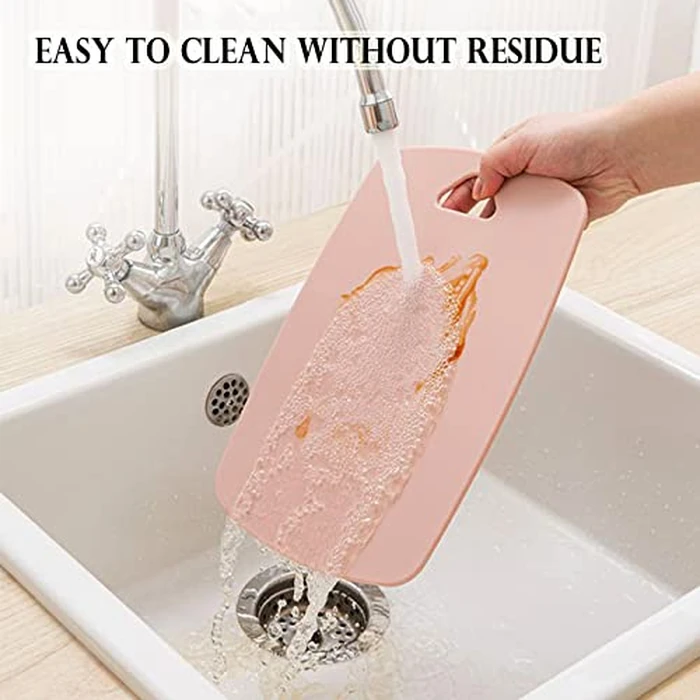 Cutting Boards for Kitchen,Plastic Cutting Board Set of 3, Thick Chopping Boards for Meat, Veggies, Fruits, with Easy Grip Handle,Dishwasher Safe (Pink, 3Pcs) by BanYakong - Image 4